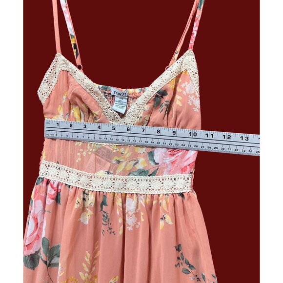 Rue 21 - Women's Summer Sleeveless High Low Hem Ruffle Floral Dress - Pink - XXS - Picture 3 of 16